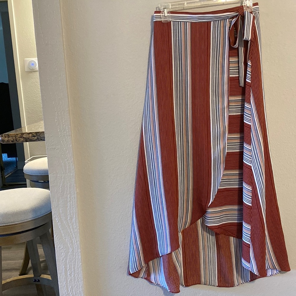 Lavender Field Striped Wrap Skirt | Size Small
